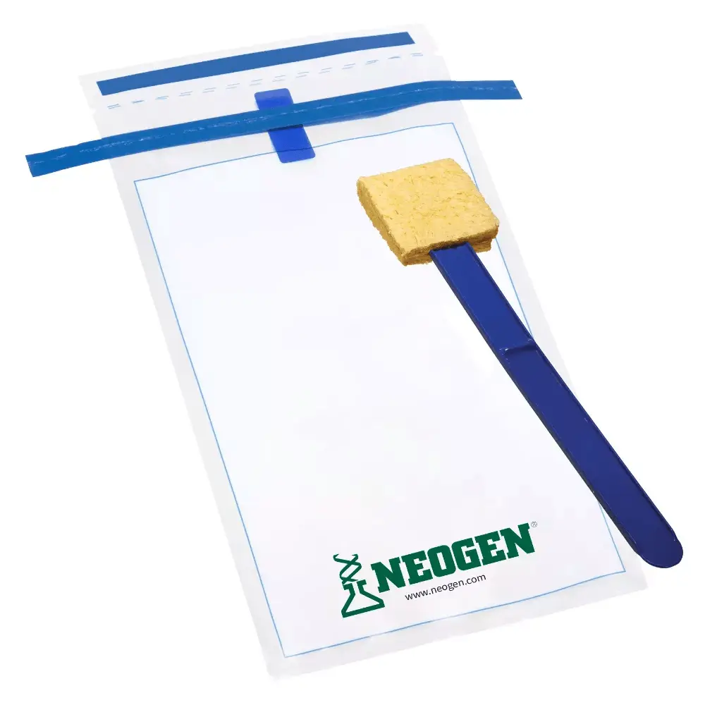 Stick-mounted sponge design allows you to access hard-to-reach areas without directly handling the sponge. Stick-mounted sponge design provides the ability to easily snap off the sponge from the handle after swabbing. Simplified packaging including Sponge-Stick, sample bag and gloves, minimizes handling and preparation and reduces waste. 1.5 x 3 inch biocide-free sponge does not affect organism viability. 6 x 11 inch sample bag with a 30 oz/0.89 L capacity included for safe, convenient transportation to lab.